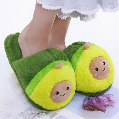 Cute avocado cotton slippers