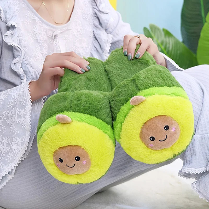 Cute avocado cotton slippers