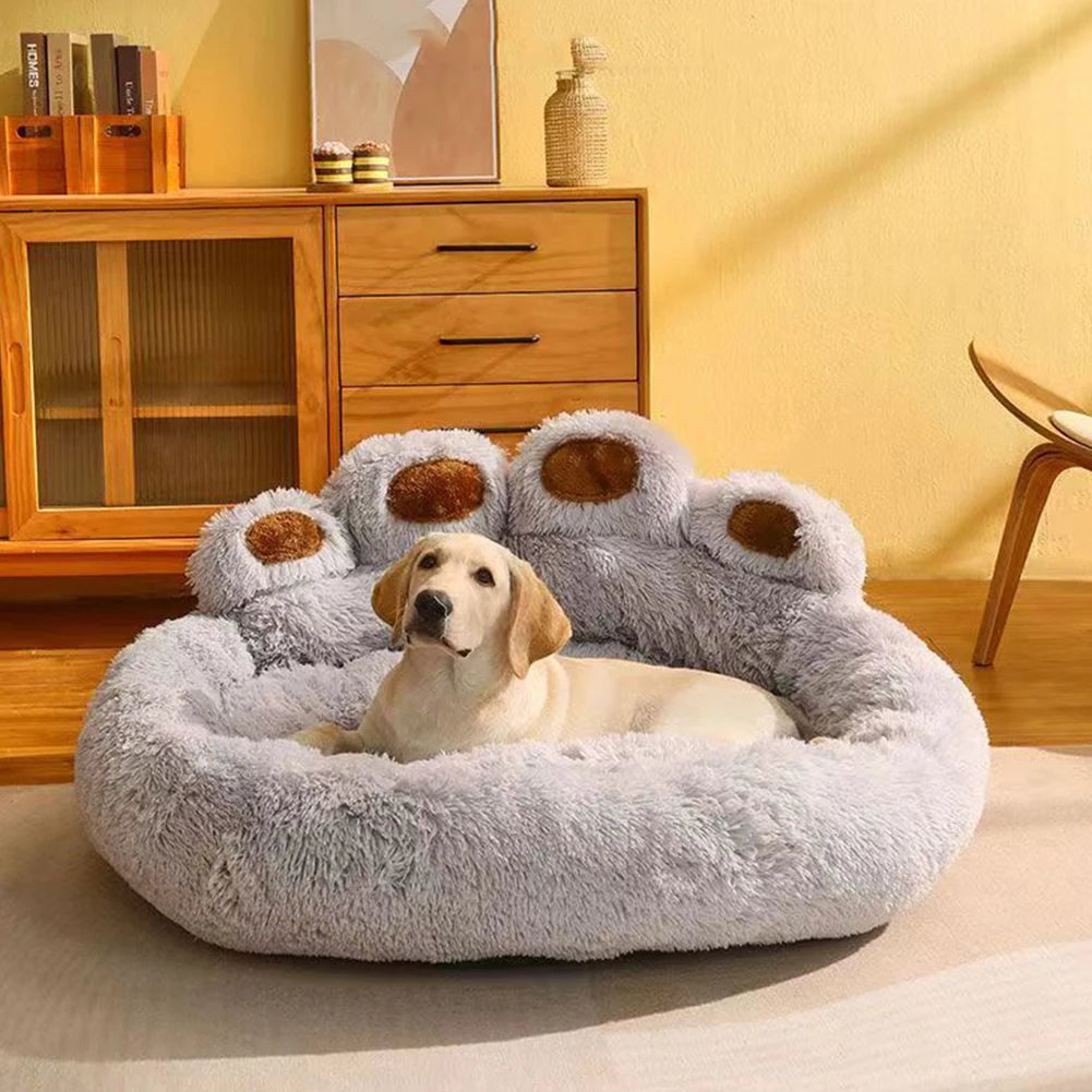 Luxury Dog Bed Paw Shape Plush Dog Mat Bed