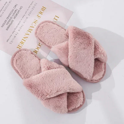 House Slippers Faux Fur Fashion Warm Shoes