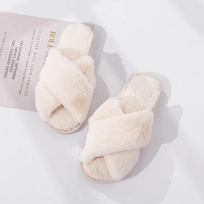 House Slippers Faux Fur Fashion Warm Shoes