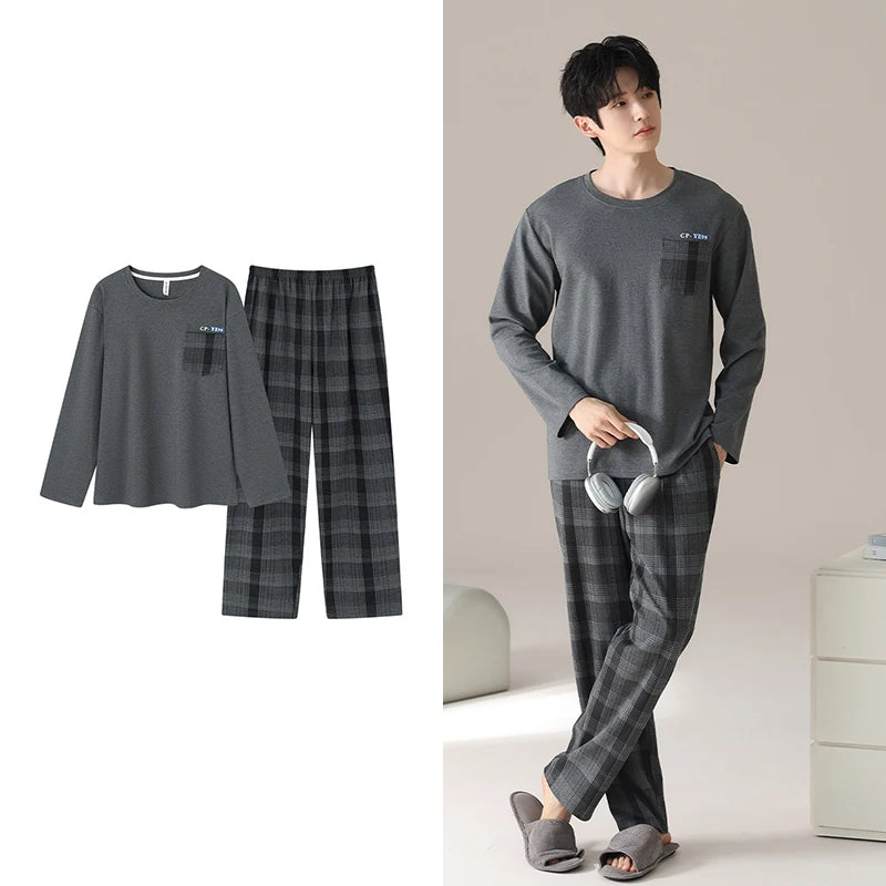 Men's Plaid Cotton Pajama Set