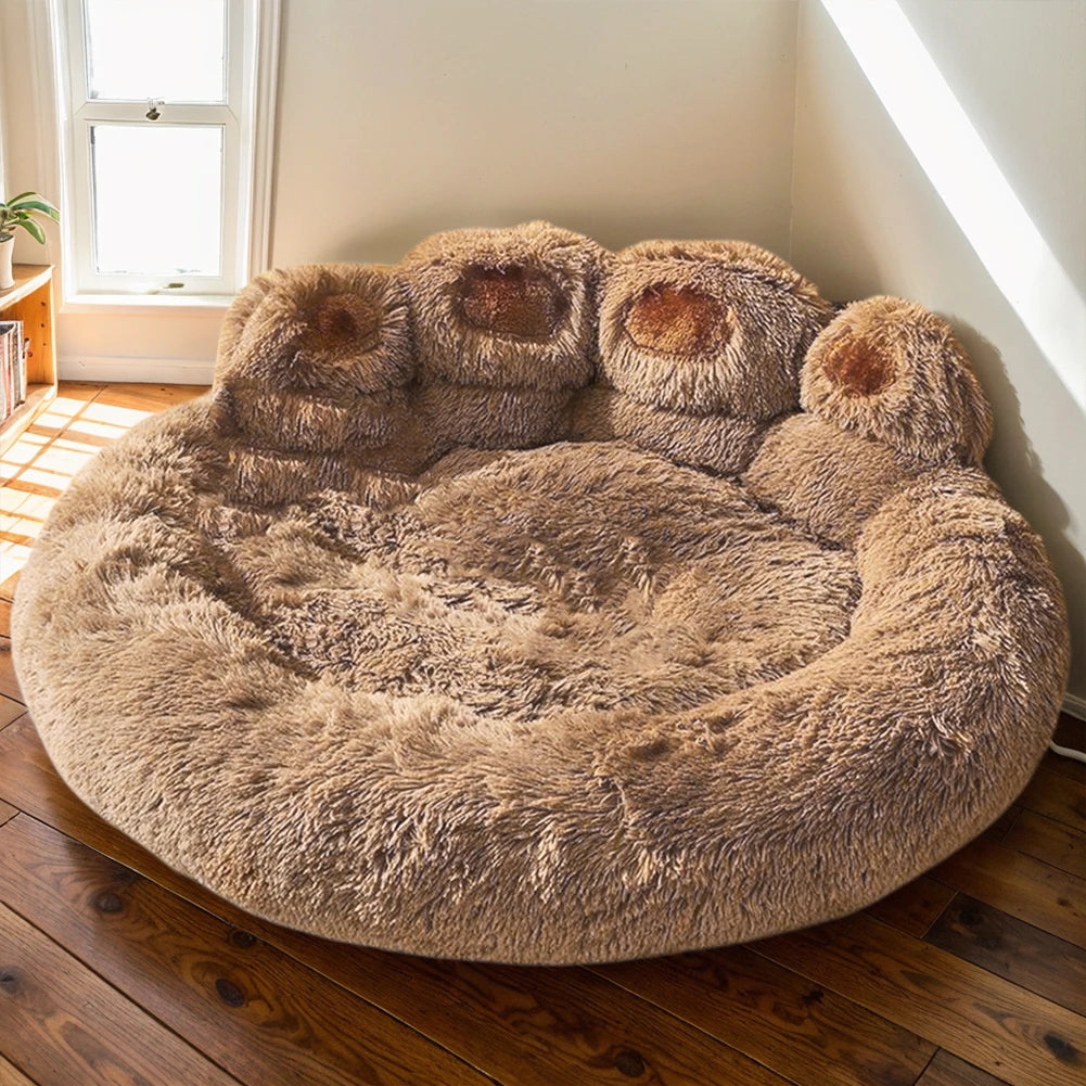 Luxury Dog Bed Paw Shape Plush Dog Mat Bed