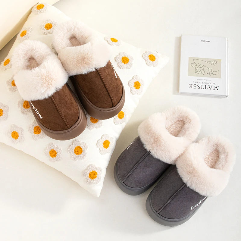 Queeyhome Winter Women Flat-Bottomed Plush