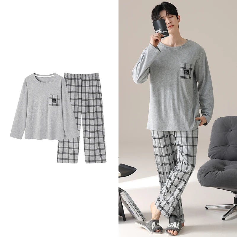 Men's Plaid Cotton Pajama Set