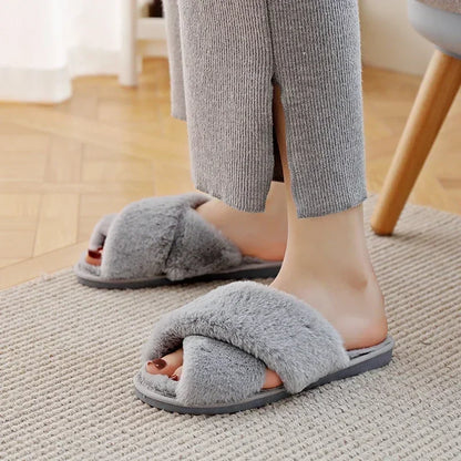 House Slippers Faux Fur Fashion Warm Shoes