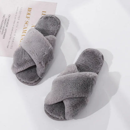 House Slippers Faux Fur Fashion Warm Shoes