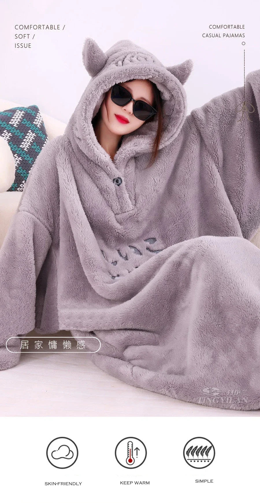 WASART Hooded Blanket with Sleeves.