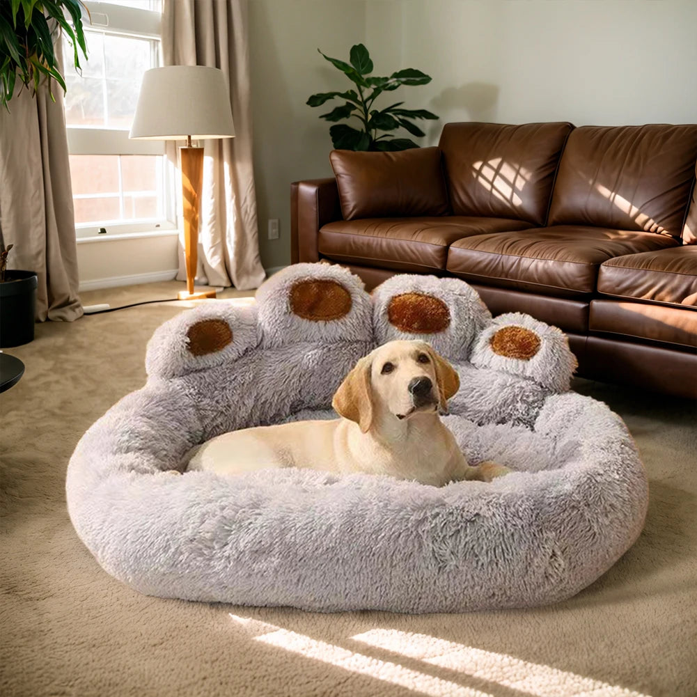 Luxury Dog Bed Paw Shape Plush Dog Mat Bed