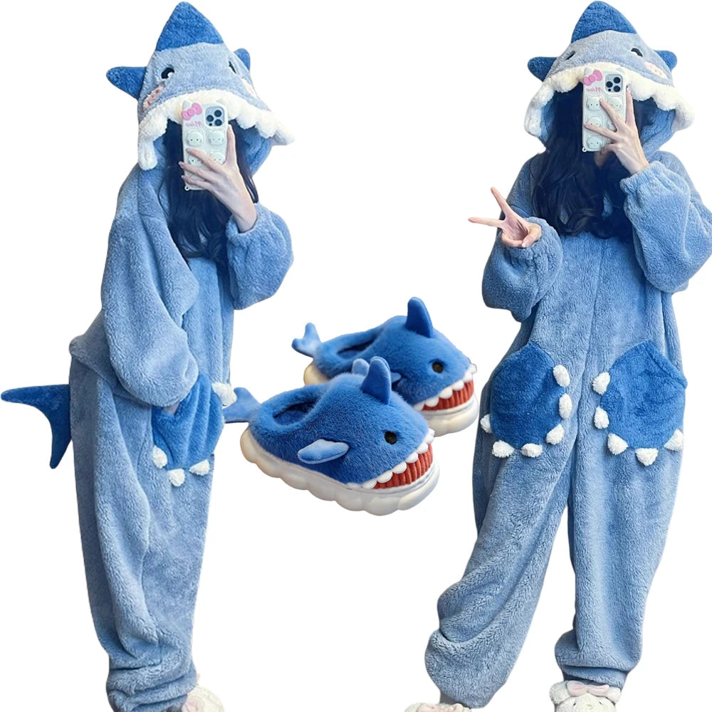 Cute Shark Onesie with Slippers