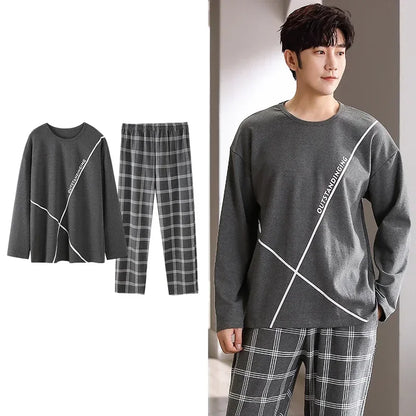 Men's Plaid Cotton Pajama Set