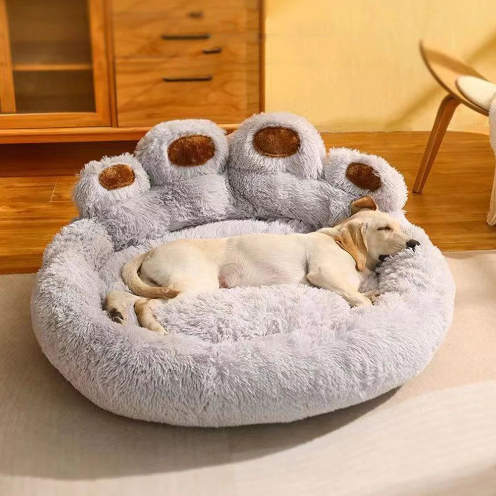 Luxury Dog Bed Paw Shape Plush Dog Mat Bed