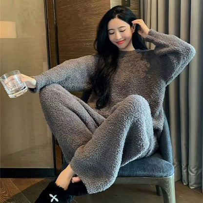 Plus Size Winter Warm Thickened Pajamas Set