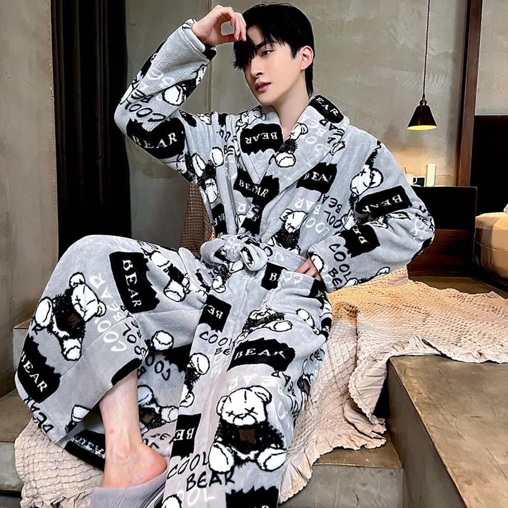 Men’s Plush Dinosaur Bathrobe