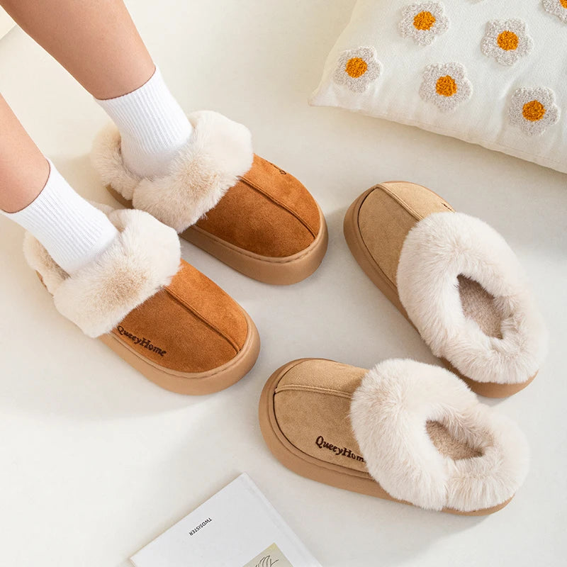 Queeyhome Winter Women Flat-Bottomed Plush