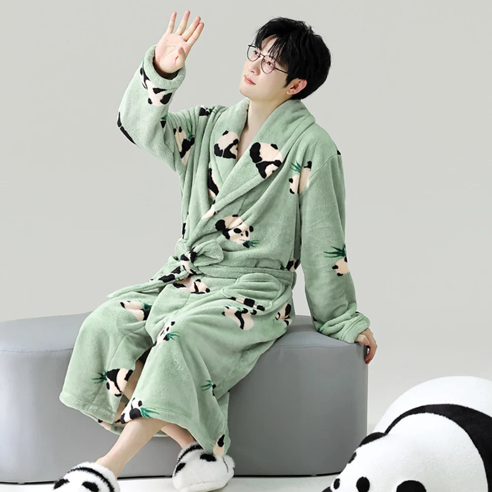 Men’s Plush Dinosaur Bathrobe