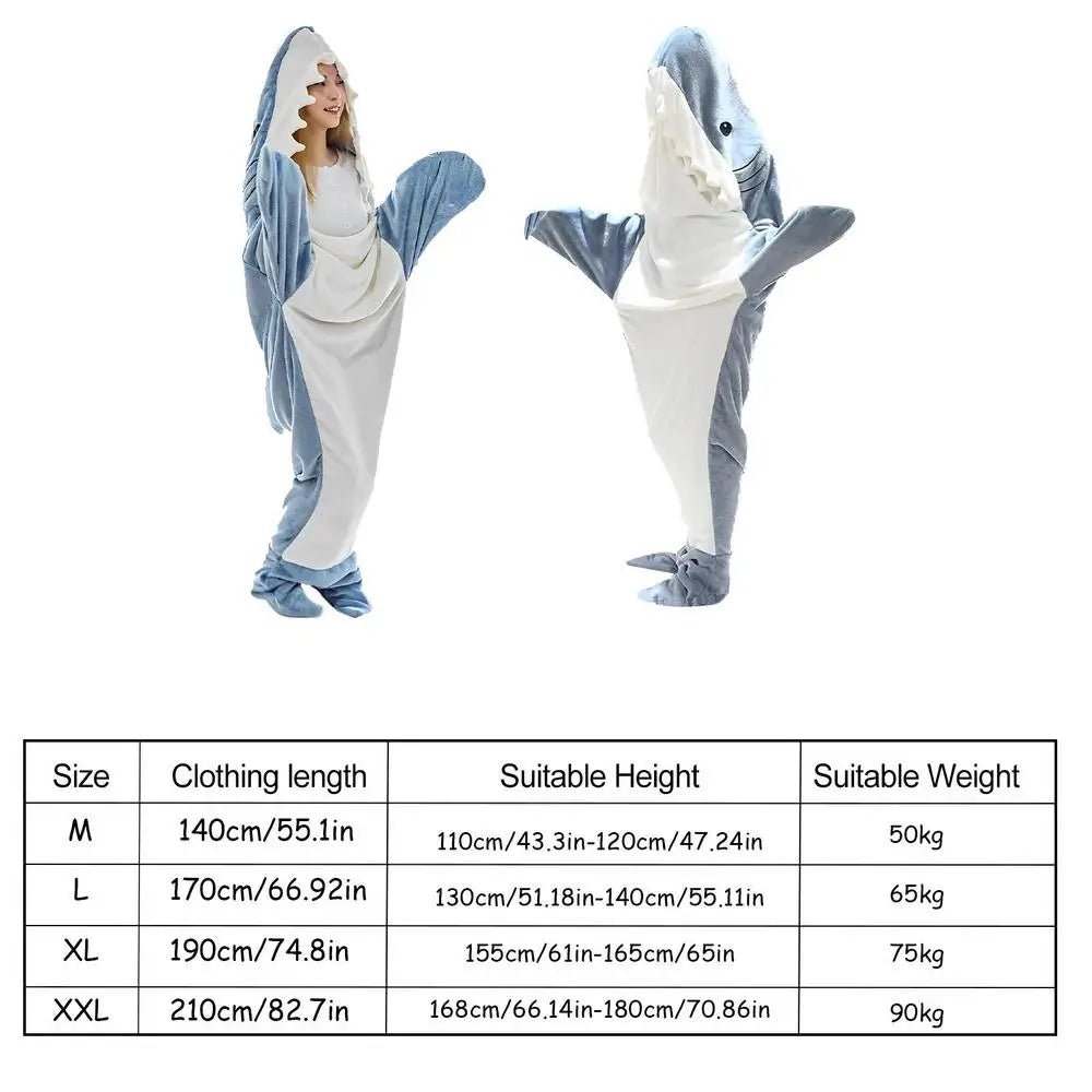 Kawaii Shark Blanket Flannel Wearable Blanket Hoodie