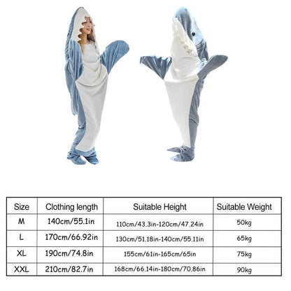 Kawaii Shark Blanket Flannel Wearable Blanket Hoodie