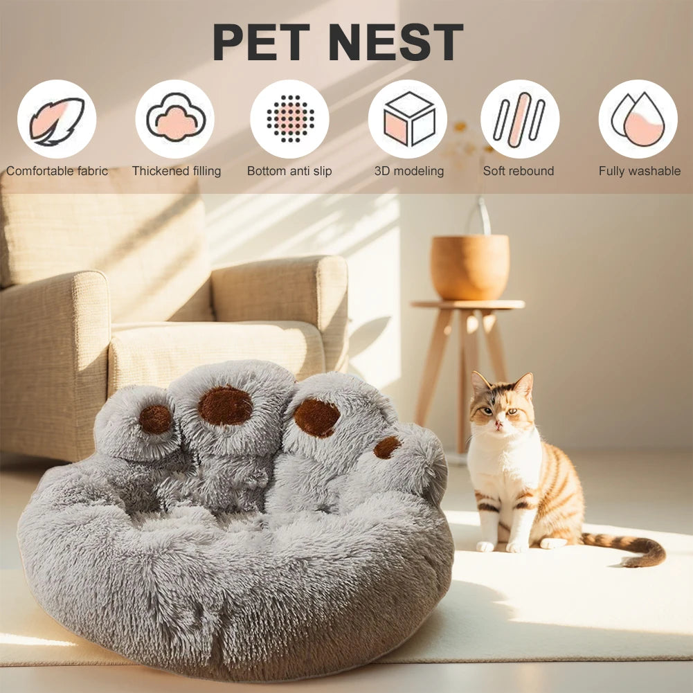 Luxury Dog Bed Paw Shape Plush Dog Mat Bed