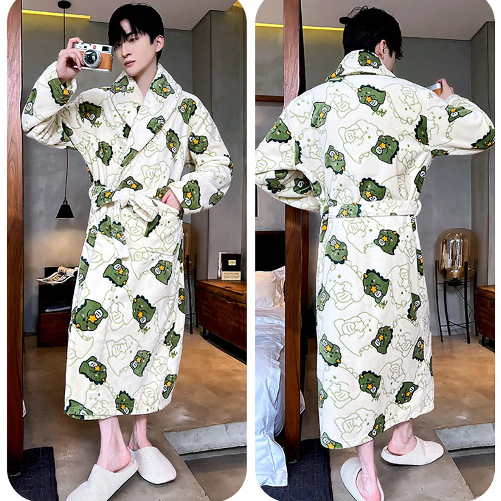 Men’s Plush Dinosaur Bathrobe