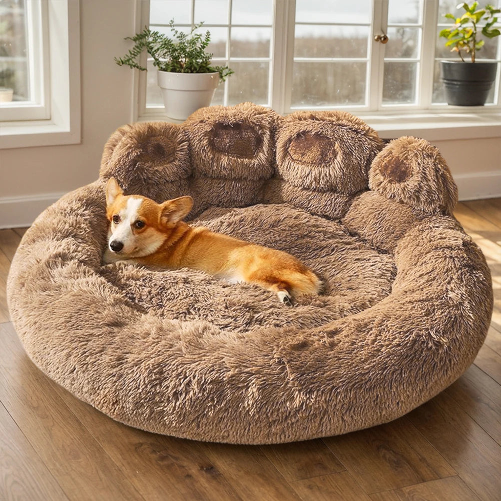 Luxury Dog Bed Paw Shape Plush Dog Mat Bed