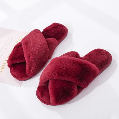 House Slippers Faux Fur Fashion Warm Shoes