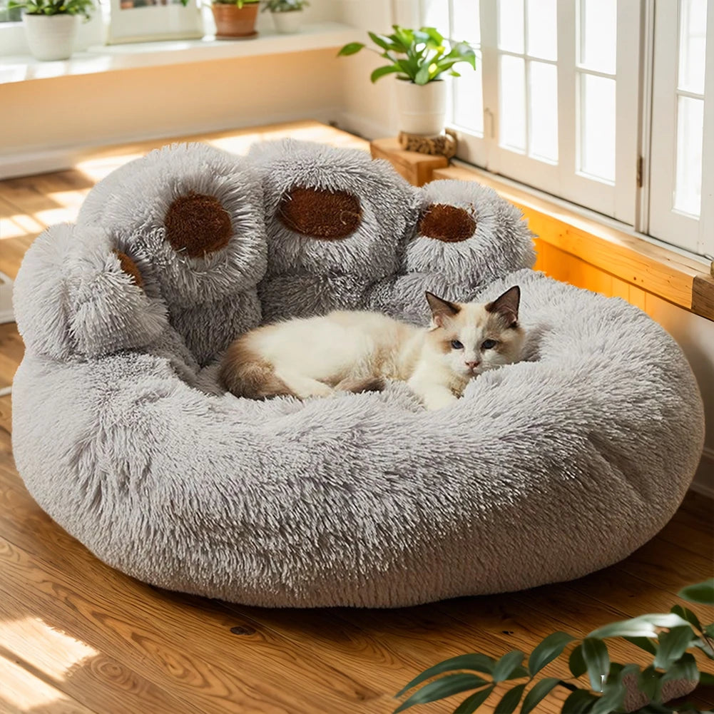 Luxury Dog Bed Paw Shape Plush Dog Mat Bed