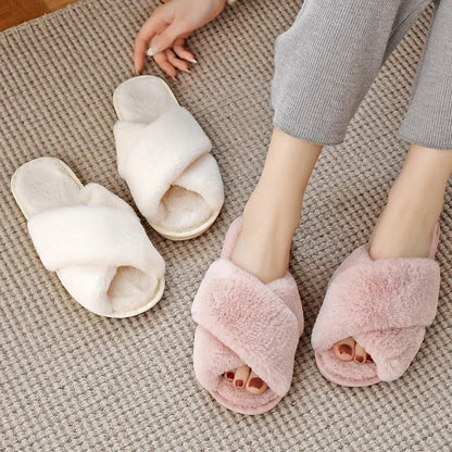 House Slippers Faux Fur Fashion Warm Shoes