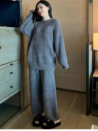 Plus Size Winter Warm Thickened Pajamas Set