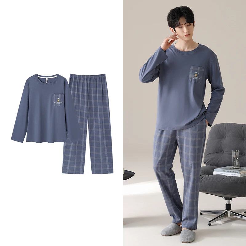 Men's Plaid Cotton Pajama Set