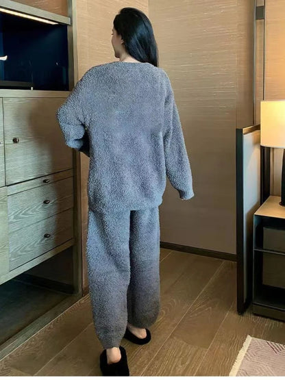 Plus Size Winter Warm Thickened Pajamas Set