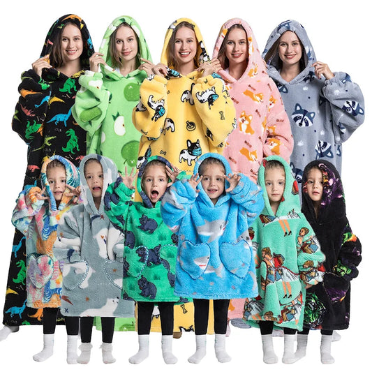 Oversized lazy blanket hoodes sweatshirt- for the whole family!