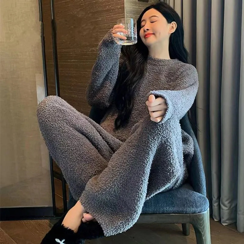 Plus Size Winter Warm Thickened Pajamas Set